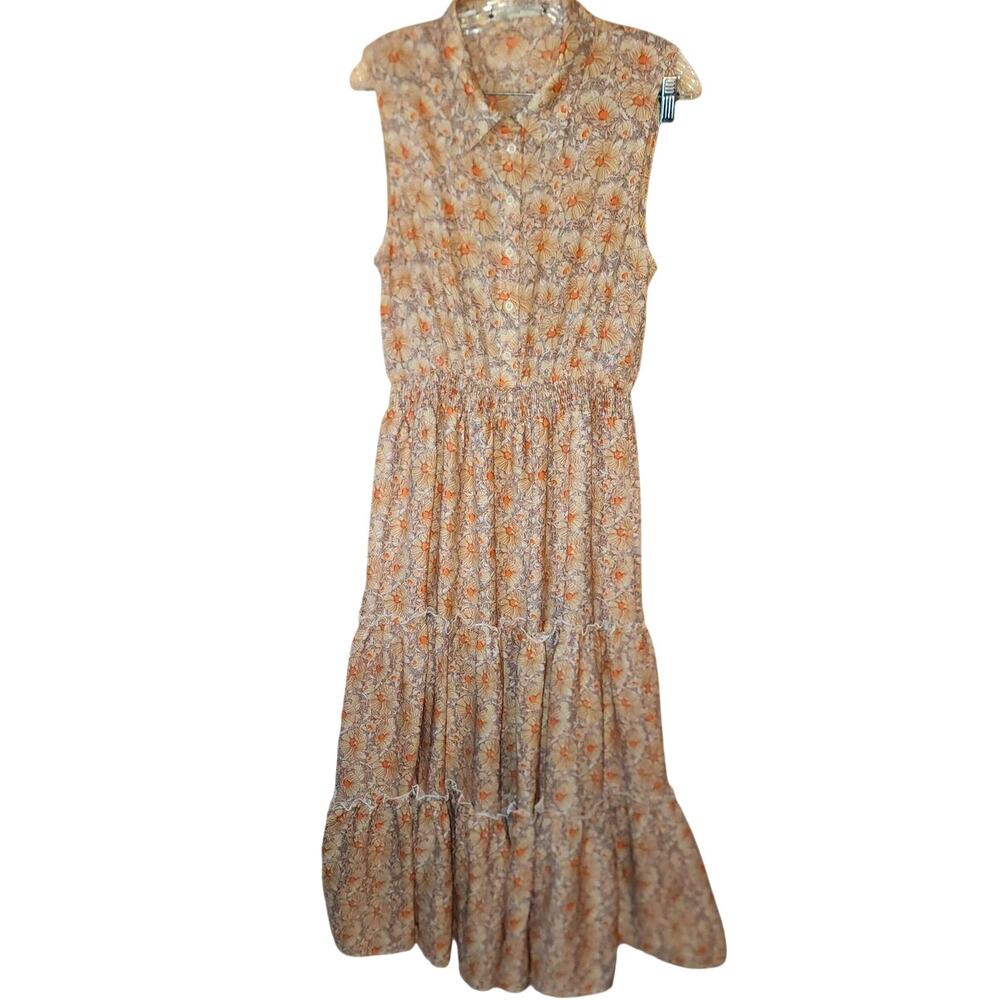 Catch Stitch Maxi Floral Tiered Maxi Midi Dress Large